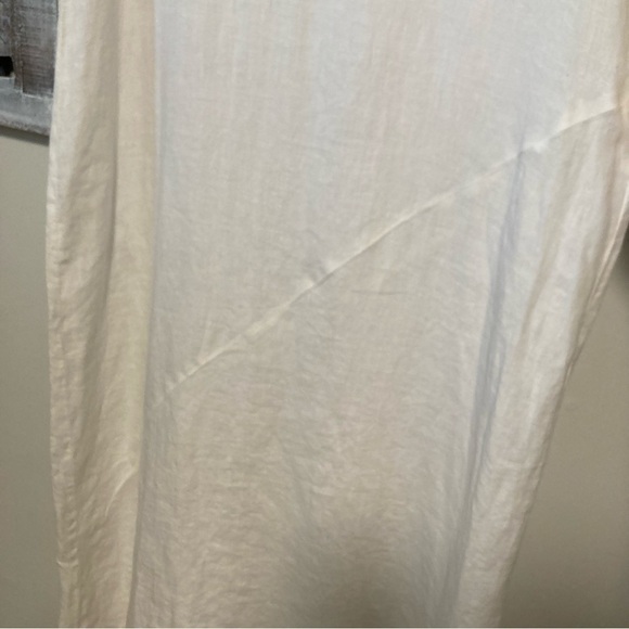 Eileen Fisher White Irish Linen Tank Scoop Neck Asymetrical Flowy Maxi Sun Dress - Picture 3 of 6